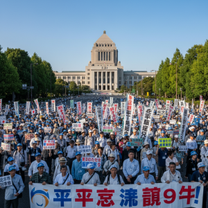 国会前で1万人規模のデモ、憲法と平和を訴える声