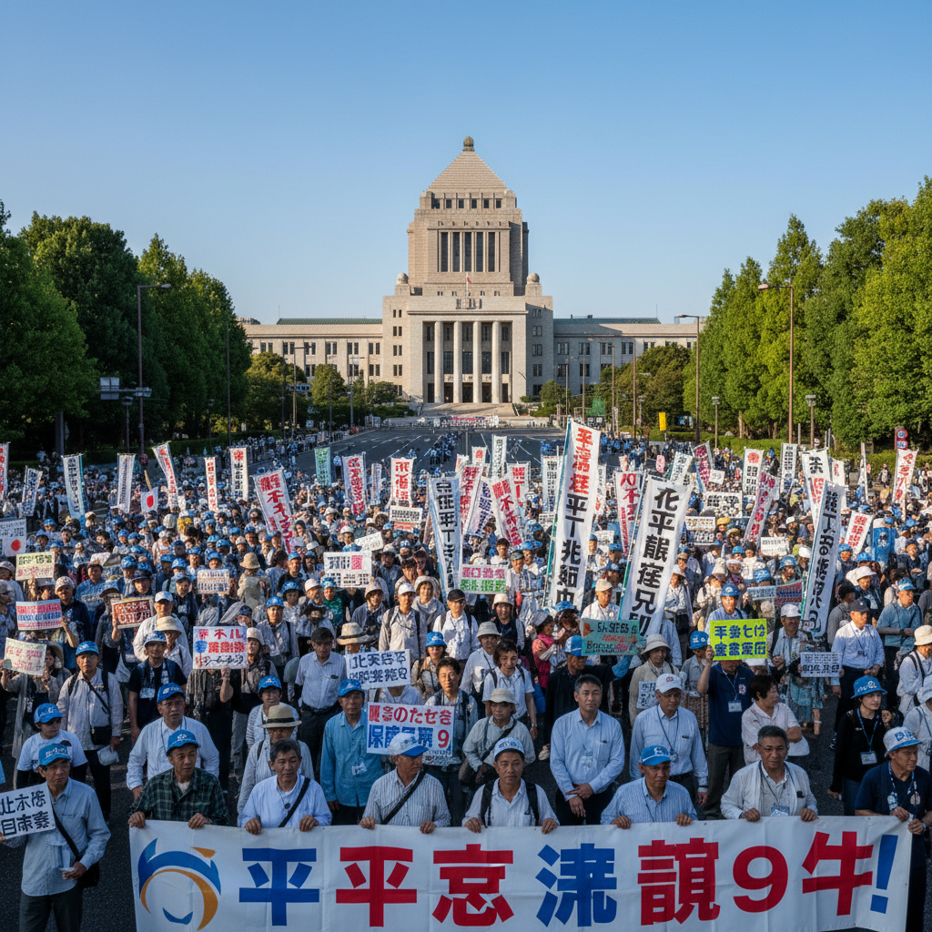 国会前で1万人規模のデモ、憲法と平和を訴える声