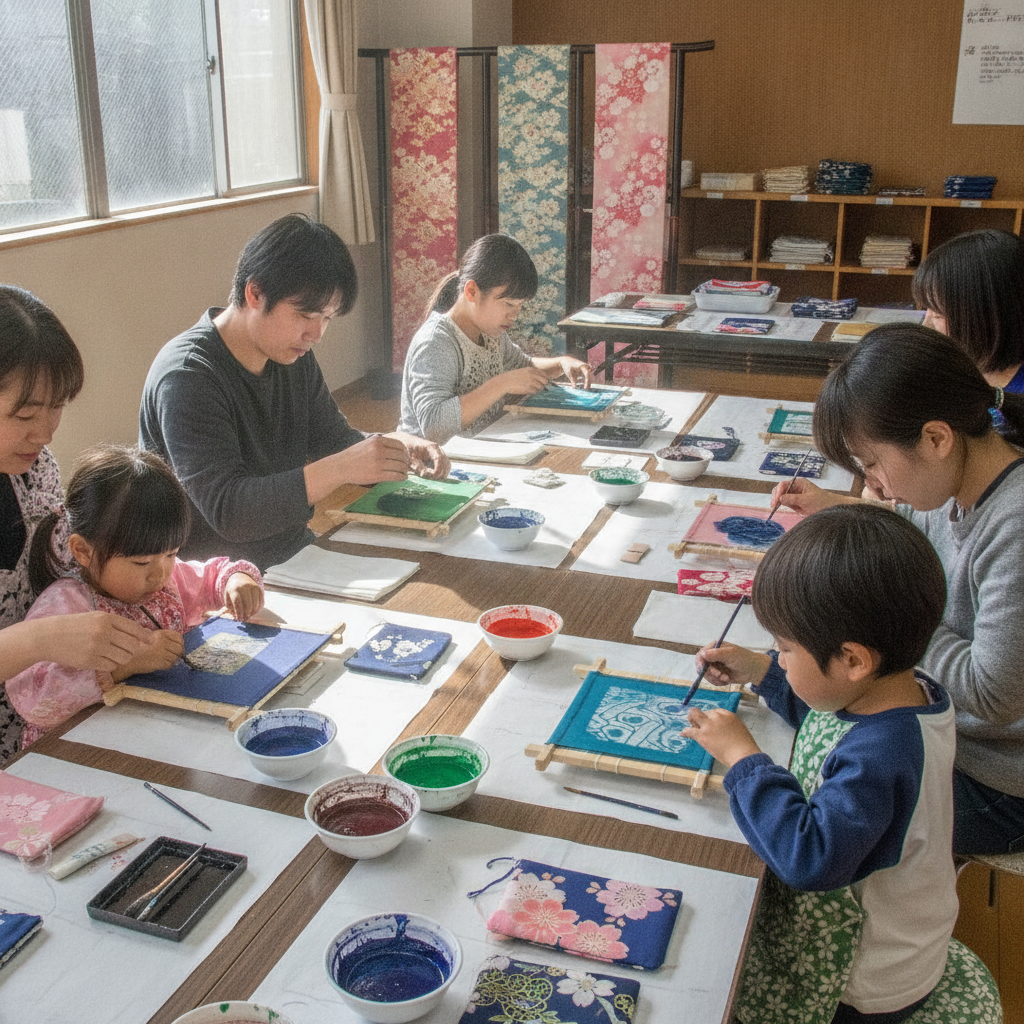 河内長野市天野公民館、夏休み友禅体験で地域交流を促進