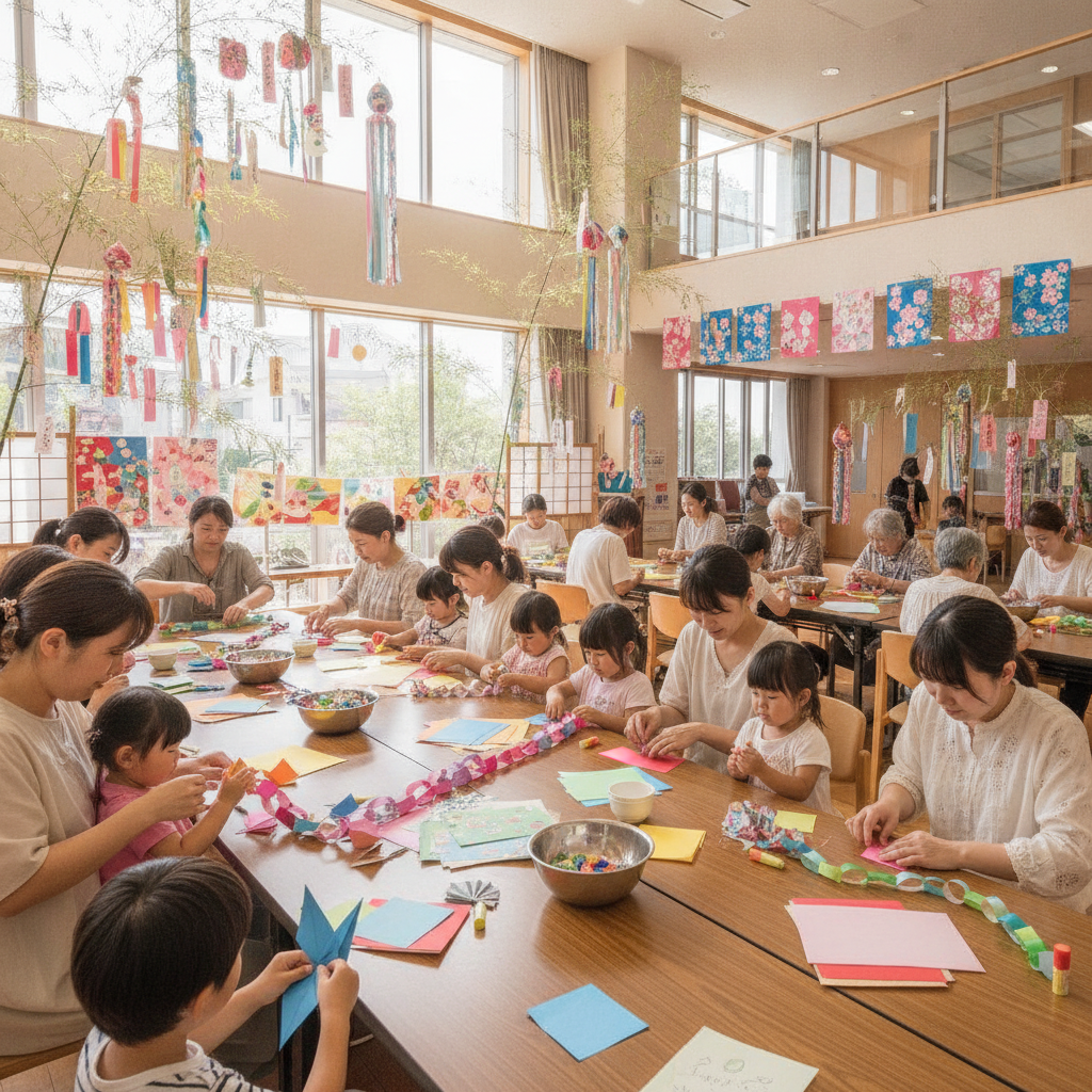 河内長野市加賀田公民館「わくわく塾」で七夕飾りの制作イベント開催